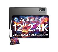 OUKITEL OT5S Android 14 Tablette - 12 Pouces Écran 2.4K, 24(6+18)Go RAM+256Go ROM/2To TF Tablette Gaming, 8250mAh Tablette Tactile Caméra 16MP, TÜV Tablet PC 4G LTE Double SIM/5G WiFi/Widevine L1/GPS-NOIR Noir