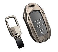 Otai Alliage de Zinc + TPU + Cuir Couverture de Cas de clé de Voiture pour Toyota Prius Camry Corolla CHR RAV4 Prado 2016-2021Télécommande Shell 2 3 Boutons (Mat)