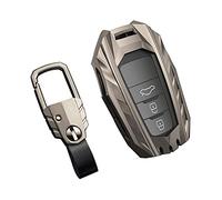OTAi Alliage de Zinc + TPU + Cuir Étuis à Clés de Voiture Housse pour Toyota Camry Corolla C-HR RAV4 Prado 2016-2021 Prius Prime Coque de Télécommande (Gris)