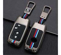 Otai Cas de Couverture de clé de Voiture en Alliage de Zinc Compatible avec la Couronne Toyota Land Cruiser Prado 150 Camry Prius avec Silicone Fluorescent Boutons (Couleur Mate 4 Boutons)