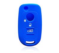 Otai Cas de Couverture de clé de Voiture en Silicone Compatible avec Fiat Tipo Toro Freedom 500X Doblo Cargo Nuovo Grazie Télécommande Coquille 3/4 Bouton (Bleu 3 Boutons)