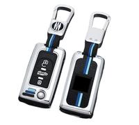 通用 Otai Couverture de clé de Voiture en Alliage de Zinc, Fob clé Cas Compatible avec Peugeot 107 207/Citroën C2 C3 avec Silicone Fluorescent Boutons (Couleur Argent 3 Boutons)