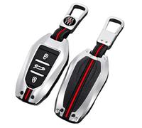 Otai Étui à clé à Distance de Voiture en Alliage de zinc Couverture Pour Peugeot 308 408 508 2008 3008 4008 5008 Citroen C4 C4L C6 C3-XR 3 Boutons (Argent)