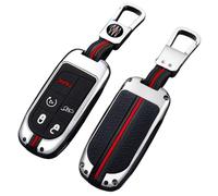 Otai Étui pour e Voiture en Alliage de Zinc Couverture Porte-clés adapté pour Jeep Renegade Compass Grand Cherokee Chrysler 300C Wrangler Dodge Fiat Freemont (Argent, 5 Boutons)