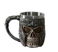 OTARTUDE Mug en acier inoxydable en forme de tête de mort viking 400 ml