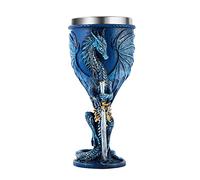 OTARTUDE Verre à vin médiéval en acier inoxydable motif dragon bleu donjons et dragons 210 ml (dragon épée bleue)