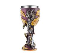 OTARTUDE Verre à vin médiéval en acier inoxydable motif dragon donjons et dragons 210 ml (dragon flamme)