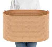 Otauoaea 65L Paniere Linge, Paniere a Linge en Corde de Coton,Panier de Rangement Sale Osier,Panier Rangement Bebe pour Jouets avec poignées, Corbeille a Linge(Jute)