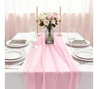 Otauoaea Chemin de Table Rose en Mousseline 75 x 300 cm - Table Runner Fine et Légèrement Transparente pour Décoration de Mariage, Arche, Fêtes à Thème et Anniversaires - 1 Pièce
