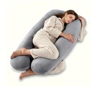 Otauoaea Coussin de Grossesse - Oreiller de Grossesse pour Femme Enceinte en Forme de U pour Dormir - Coussin d'allaitement et Coussin de Maternité avec Housse Lavable (Velours, Gris)