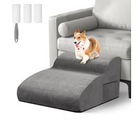 Otauoaea Escaliers pour Chiens à 2 Marches, Escalier pour Animaux en Éponge, Rampe pour Chien Antidérapant avec Housse en Tissu Amovible et Lavable, pour Canapé et Lit, Envoyer Rouleau Poils Animaux