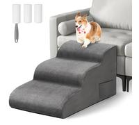 Otauoaea Escaliers pour Chiens à 3 Marches, Escalier pour Animaux en Éponge, Rampe pour Chien Antidérapant avec Housse en Tissu Amovible et Lavable, pour Canapé et Lit, Envoyer Rouleau Poils Animaux