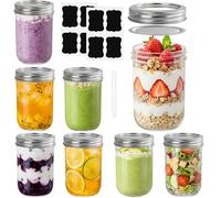 Otauoaea Lot de 8 Bocal en Verre avec Couvercle 250ml Mason Jar pour Confiture,Épices,Yaourt,Bocaux Mason,Bocaux en Verre Hermétique pour Overnight Oats,Pot Conservation Verre pour Confiture,Miel