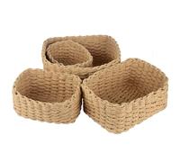 Otauoaea Panier Rangement, Lot de 4 Panier Osier Rangement Jaune en Papier Bio Écologique,Salle de Bain Corbeille Enfan, Corbeille Rangement pour Salle de Bain,Cuisine,Organisateur able a Langer Bebe