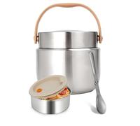 Otauoaea Récipien Alimentaire Chaud 1200ml, Boite Alimentaire Isotherme en Acier Inoxydable, Gamelle Isotherme avec Cuillère Pliante, Termosse Repas Chaud pour École, Bureau, Extérieur - Argent