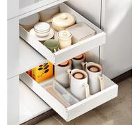 Otauoaea Tiroir Coulissant Cuisine, Bac Coulissant Placard Cuisine, Panier Coulissant pour Placard de Cuisine, Telescopique Tiroir Cuisine sans Perçage, Rangement de Cuisine Coulissant, Blanc