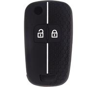 Otayee Silicone Car Key Case Cover Suitable For Opel Insignia Astra J Zafira Corsa D Mokka Meriva Chevrolet Aveo Prism Spark Trax Cruze Key Shell Protector (White Line)