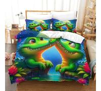OTBSDNKZZ 3 Pièces Alligator Linge De Lit 3D Imprimée Crocodile Housse De Couette 2Taies d'oreiller Hypoallergique Chambre Décor pour Adultes Et Enfants Super King(260x220cm)