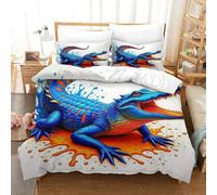 OTBSDNKZZ 3 Pièces Alligator Linge De Lit 3D Imprimée Crocodile Housse De Couette 2Taies d'oreiller Hypoallergique Cadeau Anniversaire Fête pour Adultes Et Enfants Single(140x200cm)
