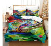 OTBSDNKZZ 3 Pièces Alligator Linge De Lit 3D Imprimée Crocodile Housse De Couette 2Taies d'oreiller Hypoallergique Chambre Décor pour Garçons Et Filles King(220x240cm)