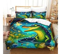 OTBSDNKZZ 3 Pièces Alligator Linge De Lit 3D Imprimée Crocodile Housse De Couette 2Taies d'oreiller Ultra Douce Confortable Cadeau Anniversaire Fête pour Adultes Et Enfants Double(200x200cm)