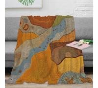 OTBSDNKZZ 3D Imprimé Abstrait Landscape Couverture Moelleuse Microfibre Indigenous Art Jeté de Canapé Anti-Bouloche Antistatique pour Foyers Familles Invités 50x60inch(127x152cm)