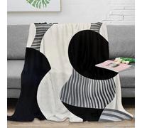OTBSDNKZZ 3D Imprimé Abstrait Shapes Plaid Moelleux Microfibre Literie Minimalist Noir White Plaid de Salon Cadeau Mariage pour Jeunes Couples 40x50inch(100x130cm)
