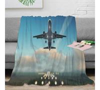 OTBSDNKZZ 3D Imprimé Airplane Flight Plaid Microfibre Chaud Literie Modern Aviation scène Couverture de Lit Anti-Bouloche pour Jeunes Adultes Étudiants Gammers 60x80inch(150x200cm)