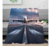 OTBSDNKZZ 3D Imprimé Airplane Landing Couverture Polaire Microfibre Literie Modern Aviation scène Jeté de Lit Antistatique Toutes Saisons pour Foyers Jeunes Invités 40x50inch(100x130cm)