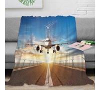 OTBSDNKZZ 3D Imprimé Airplane Takeoff Couverture Moelleuse Microfibre Modern Aviation scène Couverture Cadeau Emménagement pour Couples 60x80inch(150x200cm)