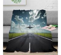 OTBSDNKZZ 3D Imprimé Airplane Takeoff Jeté de Lit Microfibre Chaud Literie Modern Aviation scène Couverture de Voyage Compact Anti-Bouloche pour Campeurs Voyageurs Jeunes 60x80inch(150x200cm)