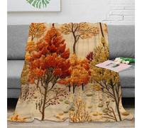 OTBSDNKZZ 3D Imprimé Autumn Trees Couverture Microfibre Lavable en Machine Textile Embroidery Plaid Chaud Antistatique Toutes Saisons pour Propriétaires Familles Adultes 50x60inch(127x152cm)