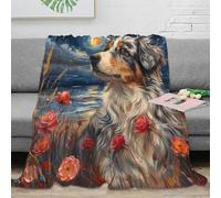 OTBSDNKZZ 3D Imprimé Chien Portrait Jeté de Canapé Microfibre Chaud Painting Art Couverture Cadeau pour Collègues Mentors 80×90inch(200x230cm)