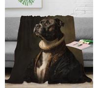 OTBSDNKZZ 3D Imprimé Chien Portrait Plaid de Voyage Microfibre Baroque Painting Couverture Cadeau Noël pour Famille Amis Enfants 60x80inch(150x200cm)