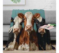 OTBSDNKZZ 3D Imprimé Cow Portraits Plaid de Voyage Microfibre Compact Farm Animal Art Jeté de Canapé Inaltérable Infroissable pour Adultes Jeunes Couples 70×80inch(180x200cm)