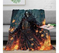 OTBSDNKZZ 3D Imprimé Death Reaper Plaid Moelleux Microfibre Fantastique Dark Art Couverture Respirante pour Jeunes Adultes Salariés Locataires 60x80inch(150x200cm)