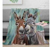 OTBSDNKZZ 3D Imprimé Donkey Portrait Plaid de Salon Microfibre Literie Artistique Animal Painting Couverture Polaire Anti-Bouloche Toutes Saisons pour Locataires Familles Enfants 50x60inch(127x152cm)