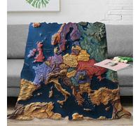 OTBSDNKZZ 3D Imprimé Europe Map Couverture Microfibre Lavable en Machine Vintage Cartography Plaid Chaud Antistatique pour Étudiants Jeunes Adultes 50x60inch(127x152cm)