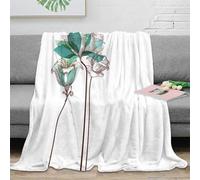 OTBSDNKZZ 3D Imprimé Floral Illustration Jeté de Lit Microfibre Chaud Vintage Botanical Couverture Antistatique Cadeau Emménagement pour Locataires Propriétaires 40x50inch(100x130cm)