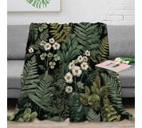 OTBSDNKZZ 3D Imprimé ForestFloraPattern Jeté de Canapé Microfibre Doux BotanicalWallpaperStyle Couverture de Voyage Cadeau pour Campeurs Amis 40x50inch(100x130cm)