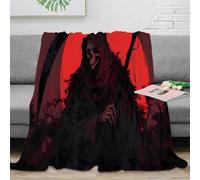 OTBSDNKZZ 3D Imprimé Grim Reaper Plaid de Voyage Microfibre Compact Dark Fantastique Art Jeté de Canapé Infroissable pour Étudiants Jeunes Voyageurs 50x60inch(127x152cm)
