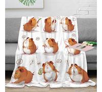 OTBSDNKZZ 3D Imprimé Guinea Pig Couverture Polaire Microfibre Literie Dessin animé Animal Jeté de Lit Infroissable pour Jeunes Locataires Voyageurs 60x80inch(150x200cm)