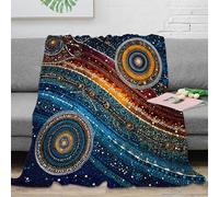 OTBSDNKZZ 3D Imprimé Indigenous Art Couverture de Lit Microfibre Anti-Bouloche Aboriginal Dot Painting Jeté de Canapé Cadeau Noël pour Amis Proches 60x80inch(150x200cm)