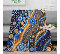OTBSDNKZZ 3D Imprimé Indigenous Art Plaid de Salon Microfibre Moelleux Aboriginal Dot Painting Couverture Polaire Respirante pour Jeunes Gammers Colocataires 50x60inch(127x152cm)