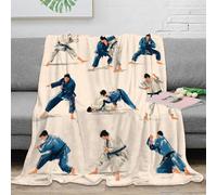 OTBSDNKZZ 3D Imprimé Judo Techniques Jeté de Lit Microfibre Literie Dynamic Martial Arts Couverture Lavable en Machine pour Jeunes Voyageurs Colocataires 60x80inch(150x200cm)