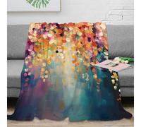 OTBSDNKZZ 3D Imprimé Leaf Drops Plaid de Salon Microfibre Toutes Saisons Abstrait Floral Couverture Lavable en Machine Légère pour Locataires Familles Enfants 70×80inch(180x200cm)