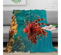OTBSDNKZZ 3D Imprimé Lionfish Underwater Couverture de Lit Microfibre Toutes Saisons Marine Tropical Fish Plaid de Voyage Compact pour Étudiants Campeurs Jeunes 40x50inch(100x130cm)
