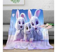 OTBSDNKZZ 3D Imprimé Mignon Bunnies Couverture Polaire Microfibre Literie Dessin animé Animation Jeté de Lit Infroissable pour Jeunes Locataires Voyageurs 80×90inch(200x230cm)