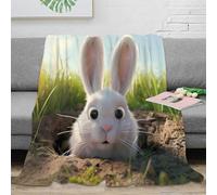 OTBSDNKZZ 3D Imprimé Mignon Bunny regardant Plaid de Voyage Microfibre Dessin animé Animation Couverture de Lit Respirante Toutes Saisons pour Adultes Enfants Couples 70×80inch(180x200cm)