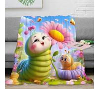 OTBSDNKZZ 3D Imprimé Mignon Caterpillar Jeté de Canapé Microfibre Doux Dessin animé Jardin scène Couverture de Voyage Cadeau pour Campeurs Amis 40x50inch(100x130cm)